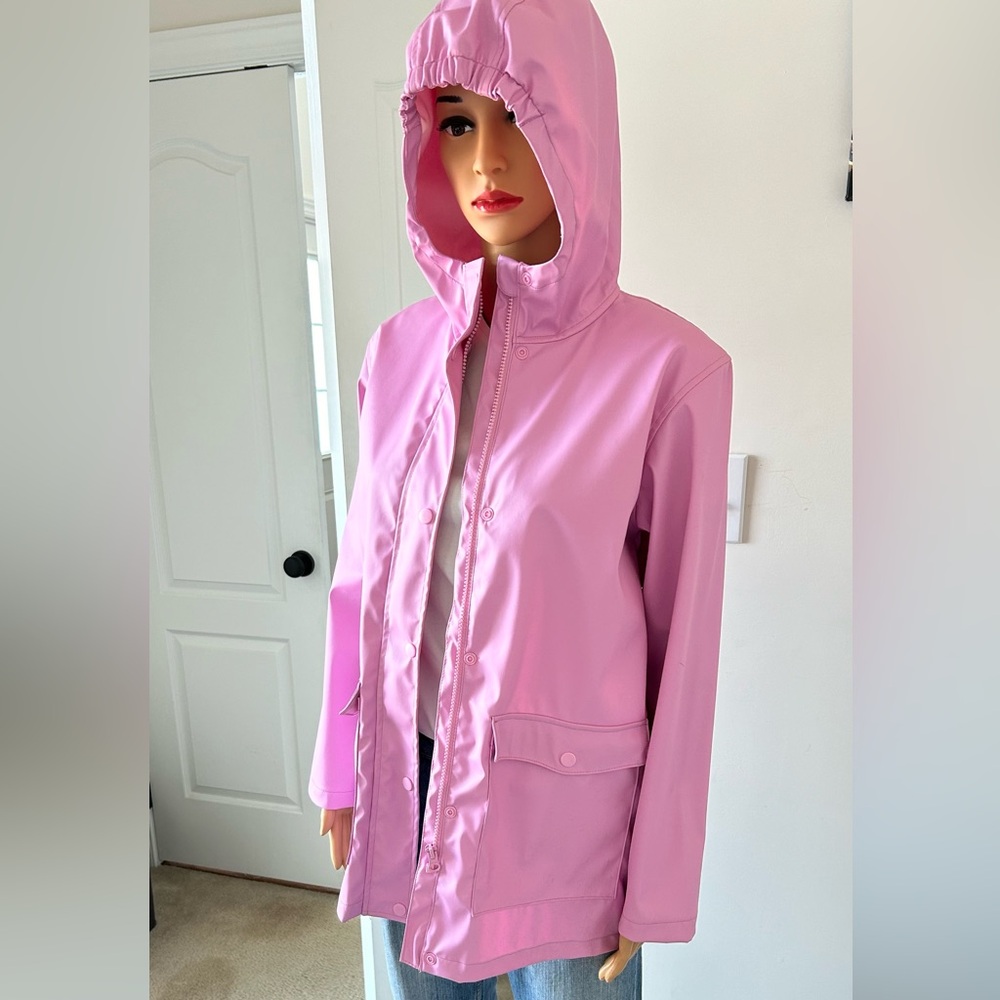 Women's petite/ Girls 13Y rubber rain coat Pink